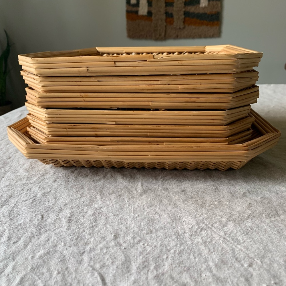 Vintage Rattan Tray Set - Picture 3 of 4